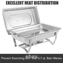 13.7 Qt 8 Pack Stainless Steel Chafer Chafing Dish Sets Bain Marie Food Warmer