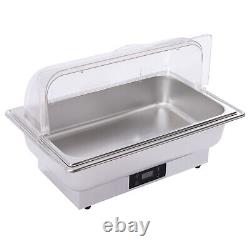 14L Electric Chafing Dish Stainless Steel Buffet Food Warmer withFood Tray & Clip