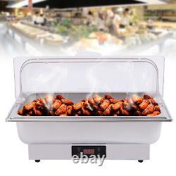 14L Electric Chafing Dish Stainless Steel+PC Buffet Food Warmer withFood Tray+Clip