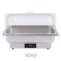 14L Electric Chafing Dish Stainless Steel+PC Buffet Food Warmer withFood Tray+Clip
