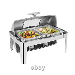 14.26QT Chafer Buffet Chafing Dish Set Roll Top Food Warmer Stainless Steel