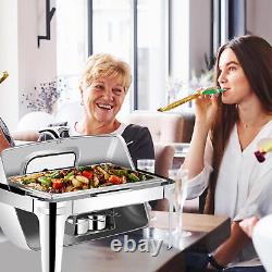 1PCS Granvell Rectangular Roll Top Chafing Dish Buffet Set, Catering Food Warmer