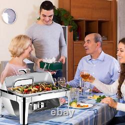 1PCS Granvell Rectangular Roll Top Chafing Dish Buffet Set, Catering Food Warmer