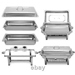 2 Pack 9.5QT Chafing Dish with Full Size Food Pans, Stainless Steel Chafer Compl