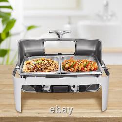 2 Pans Electric Buffet Food Roll Top Chafing Dish Servers and Warmers with Cover