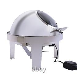400W Round Electric Roll Top Chafing Dish Buffet Food Warmer Stainless Steel 6L