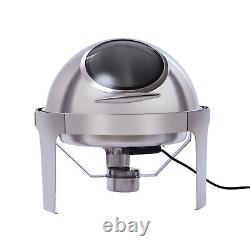 400W Round Electric Roll Top Chafing Dish Buffet Food Warmer Stainless Steel 6L
