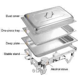 4PCS 9.5QT Chafing Dish Food Warmer Stainless Steel Buffet Chafer WithFoldable Leg