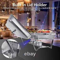 4PCS Catering Stainless Steel Chafer Chafing Dish Sets 8 QT Food Warmer Siliver