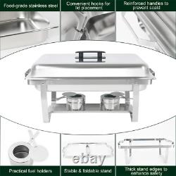 4 Chafing Dish 8QT Food Warmer Stainless Steel Buffet Set Catering Chafer 2 Pans