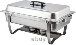 4 Chafing Dish 8QT Food Warmer Stainless Steel Buffet Set Catering Chafer 2 Pans