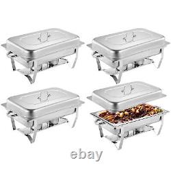 4 Pack 8 QT Stainless Steel Chafer Chafing Dish Sets Bain Marie Food Warmer
