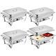 4 Pack 8 QT Stainless Steel Chafer Chafing Dish Sets Catering Food Warmer