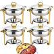 4 Pack Chafing Dish 5 QT Food Warmer Stainless Steel Buffet Set Catering Chafer