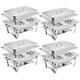 4 Pack Chafing Dish 8 QT Food Warmer Stainless Steel Buffet Set Catering Chafer