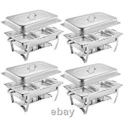 4 Pack Chafing Dish 9 QT Food Warmer Stainless Steel Buffet Set Catering Chafer
