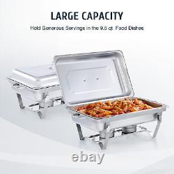 4 Pack Chafing Dish Buffet Set 9.5 qt Warming Tray Kit with Chafing Fuel Holders