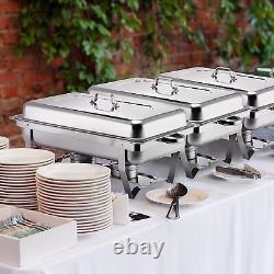 4 Pack Chafing Dish Buffet Set 9.5 qt Warming Tray Kit with Chafing Fuel Holders