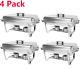 4 Pack Chafing Dish Food Warmer Stainless Steel Buffet Set Catering Chafer 8 QT