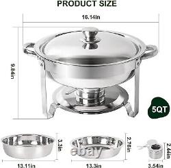 4 Pack Round Chafing Dish Set 5qt Stainless Steel Buffet Warmer Chafers New