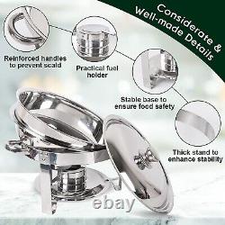 4 Pack Round Chafing Dish Set 5qt Stainless Steel Buffet Warmer Chafers New