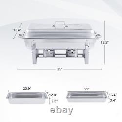 4 Pack Stainless Steel Chafer Kit Buffet Chafing Dish Set with 13.7 qt Food Pans