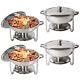 4 Pack Stainless Steel Chafing Dish Buffet Set 5QT Round Chafers BBQ Party WithLid