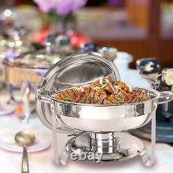 4 Pack Stainless Steel Chafing Dish Buffet Set 5QT Round Chafers BBQ Party WithLid