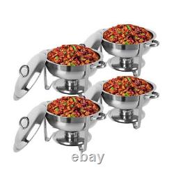 4 Packed 5 Qt Full Size Stainless Steel Chafing Dish Buffet Set with Food Pan