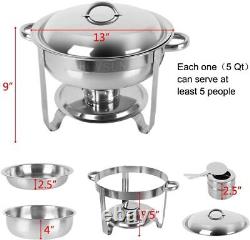 4 Packed 5 Qt Full Size Stainless Steel Chafing Dish Buffet Set with Food Pan
