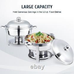 4 Packs Round Chafer Chafing Dish 5.3Qt Sets Bain Marie Buffet Food Warmers
