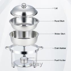 4 Packs Round Chafer Chafing Dish 5.3Qt Sets Bain Marie Buffet Food Warmers