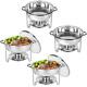 4 Packs Round Chafing Dish Buffet Set With Glass Lid Chafer Tray 5 QT Food Warmer