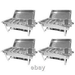 4 Pcs Buffet Serving 8 Qt Chafing Dish Set Food Warmers for Parties Buffet US