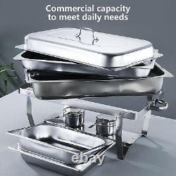 4 Pcs Chafing Dish 8 QT Food Warmer Stainless Steel 3 Grid Buffet Set For Party