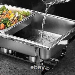 4 Set 9.5qt Stainless Steel Chafer Chafing Dish Rectangular Chafing Food Warmer