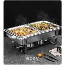 4 Set 9.5qt Stainless Steel Chafer Chafing Dish Rectangular Chafing Food Warmer