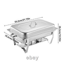 4pcs Buffet Set Food Warmer 2 Grid Chafing Pan Dish Stainless Steel Food Tray