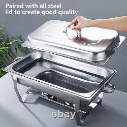 4pcs Buffet Set Food Warmer Chafing Pan Dish Stainless Steel Food Tray 8 QT