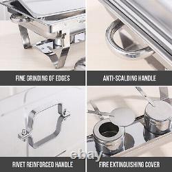 4x Catering Stainless Steel Chafer Chafing Dish Sets 9.5QT Food Warmer Full Size