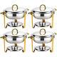 4x Chafing Dish Buffet Set Stainless Steel Food Warmer Chafer Complete Set Round