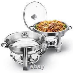 5QT Chafing Dish Buffet Set 2 Pack, 95% Assembled Upgraded Round Chafing Di