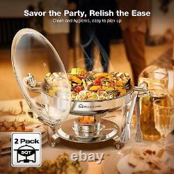 5QT Chafing Dish Buffet Set 2 Pack, 95% Assembled Upgraded Round Chafing Di