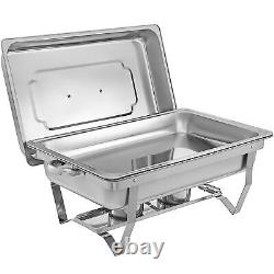 6PCS 8QT Stainless Steel Chafing Dish Buffet Trays Chafer Dish Set Warmer Party