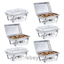 6PCS Stainless Steel Chafing Dish Set 13.7QT Catering Chafer Food Warmer
