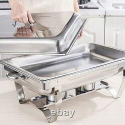 6PK Catering Stainless Steel Chafing Dish Sets 9.5Q Full Size Buffet Food Warmer