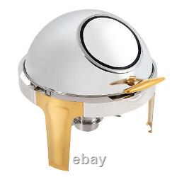 6.3QT Roll Top Chafing Dish Set Round Banquet Buffet Chafing Server Warming Tray