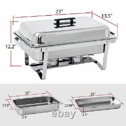 6 PCS 8QT Stainless Steel Chafing Dish Chafer Complete Set Food Warmer Buffet