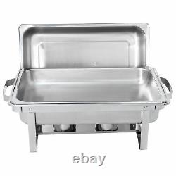 6 PCS 8QT Stainless Steel Chafing Dish Chafer Complete Set Food Warmer Buffet
