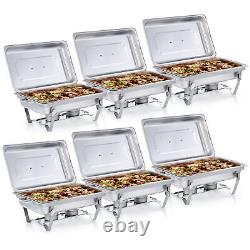 6 Pack 13.7QT Stainless Steel Chafer Chafing Dish Sets Bain Marie Food Warmer